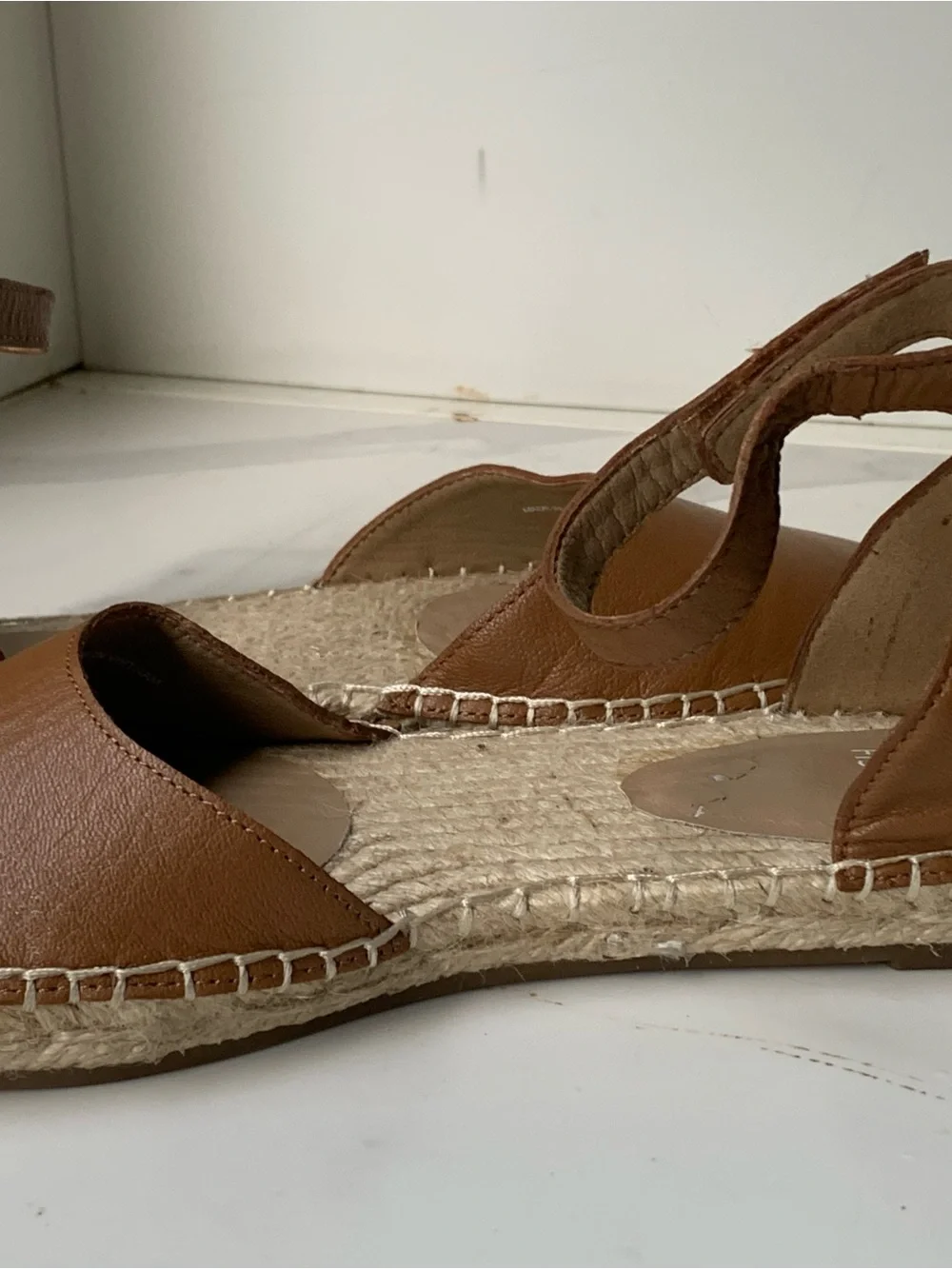 Eileen Fisher Brown Leather Espadrille Ankle-Strap Sandals
